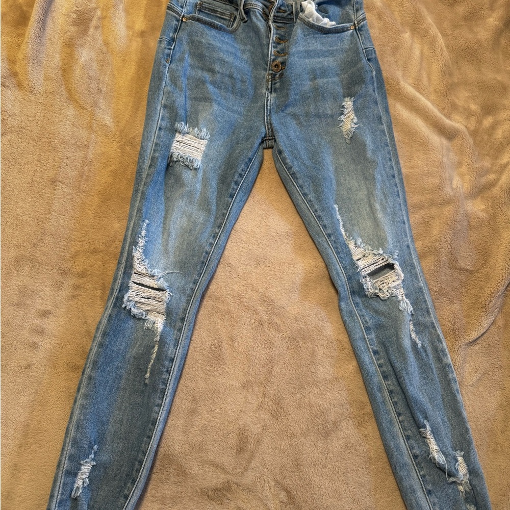 Distressed Blue Jeans